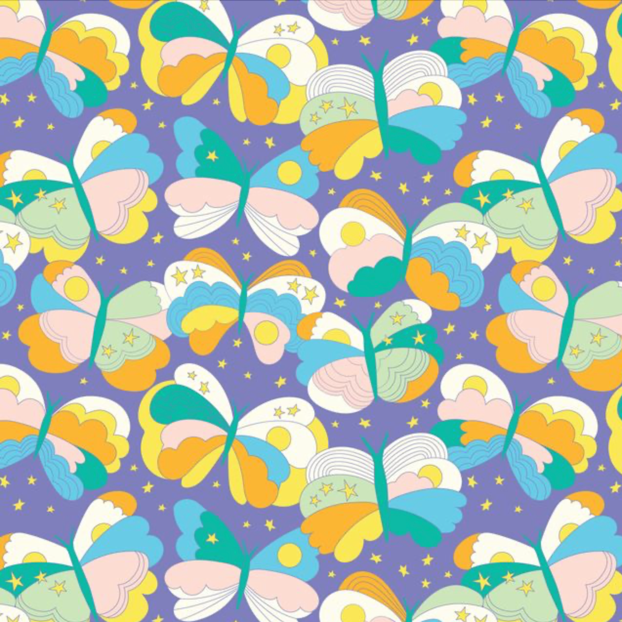 Cloud 9 Fabrics High In The Sky Butterfly Sky