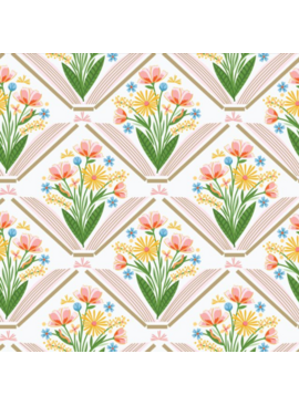 Cloud 9 Fabrics Bookworm Stories Bloom White