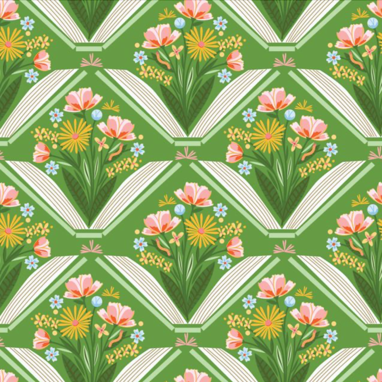 Cloud 9 Fabrics Bookworm Stories Bloom Green