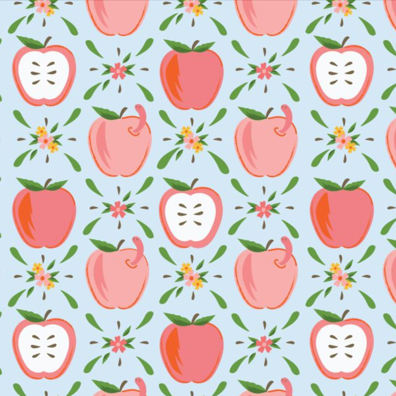 Cloud 9 Fabrics Bookworm Apples And Wiggles
