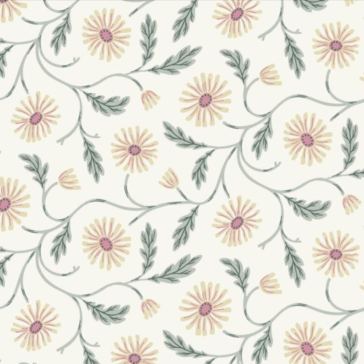 Cloud 9 Fabrics Fall and Flutter Flannel Trailing Floral Cream