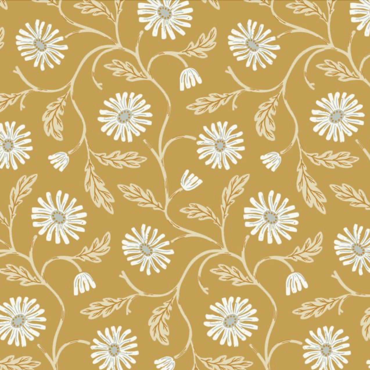 Cloud 9 Fabrics Fall and Flutter Flannel Trailing Floral Gold
