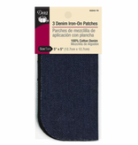 Dritz Twill Iron-On Patches Assorted Denim 3ct