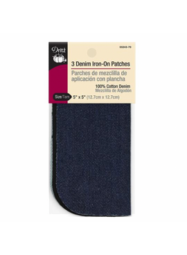 Dritz Twill Iron-On Patches Assorted Denim 3ct
