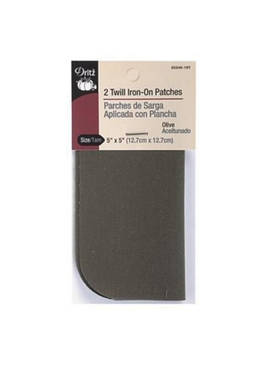 Dritz Twill Iron-On Patches Olive 2ct