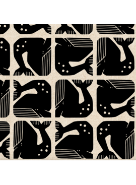 Cotton + Steel By The Seaside Grumpy Whale Night Sky White Canvas