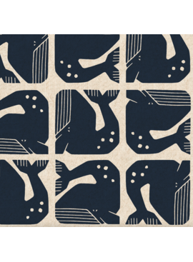 Cotton + Steel By The Seaside Grumpy Whale Navy White Canvas