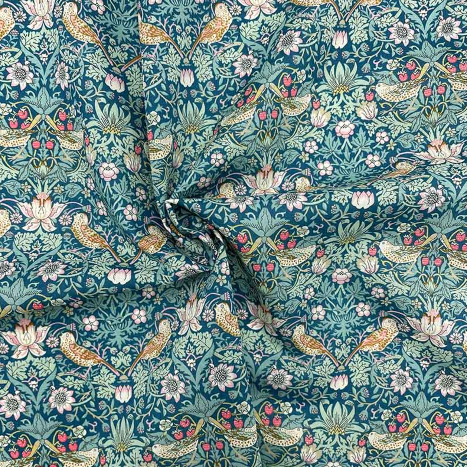 Liberty Fabrics Liberty Strawberry Thief Blue Turquoise Tana Lawn