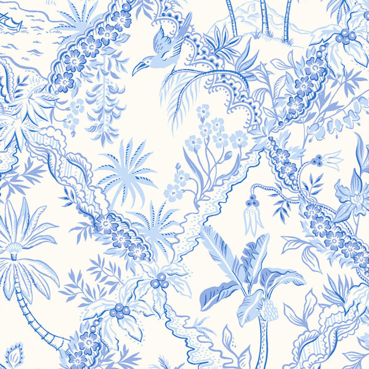 Liberty Fabrics Liberty Tropical Toile Blue Tana Lawn