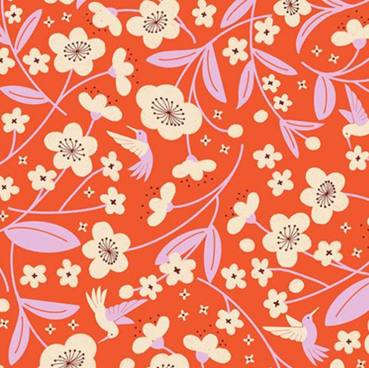 Ruby Star Society Persimmon Blossoms Warm Red