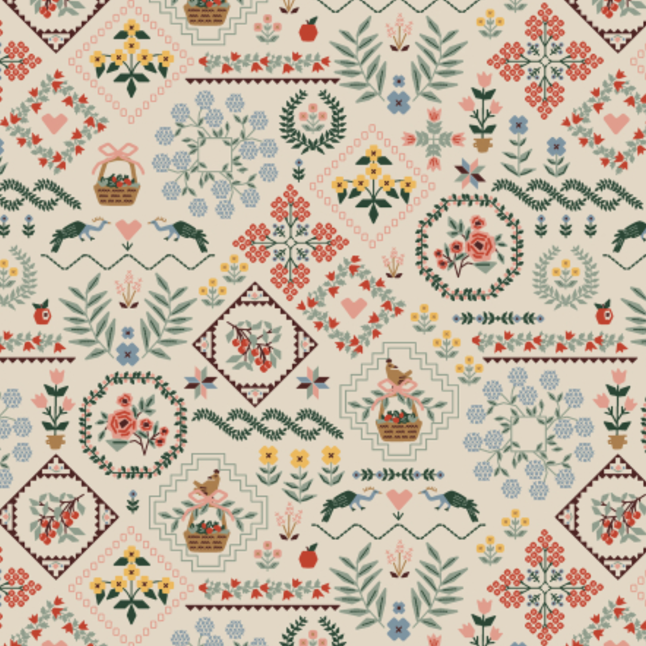 Rifle Paper Co Home Sweet Home by Rifle Paper Co. Heritage Sampler Linen
