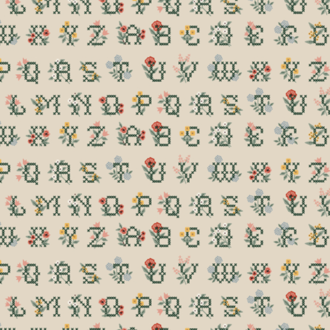 Rifle Paper Co Home Sweet Home by Rifle Paper Co. Cross Stitch Letters Linen