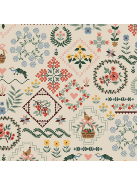 Rifle Paper Co Home Sweet Home by Rifle Paper Co. Heritage Sampler Linen Canvas