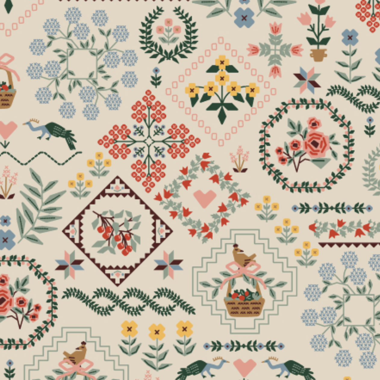 Rifle Paper Co Home Sweet Home by Rifle Paper Co. Heritage Sampler Linen Canvas