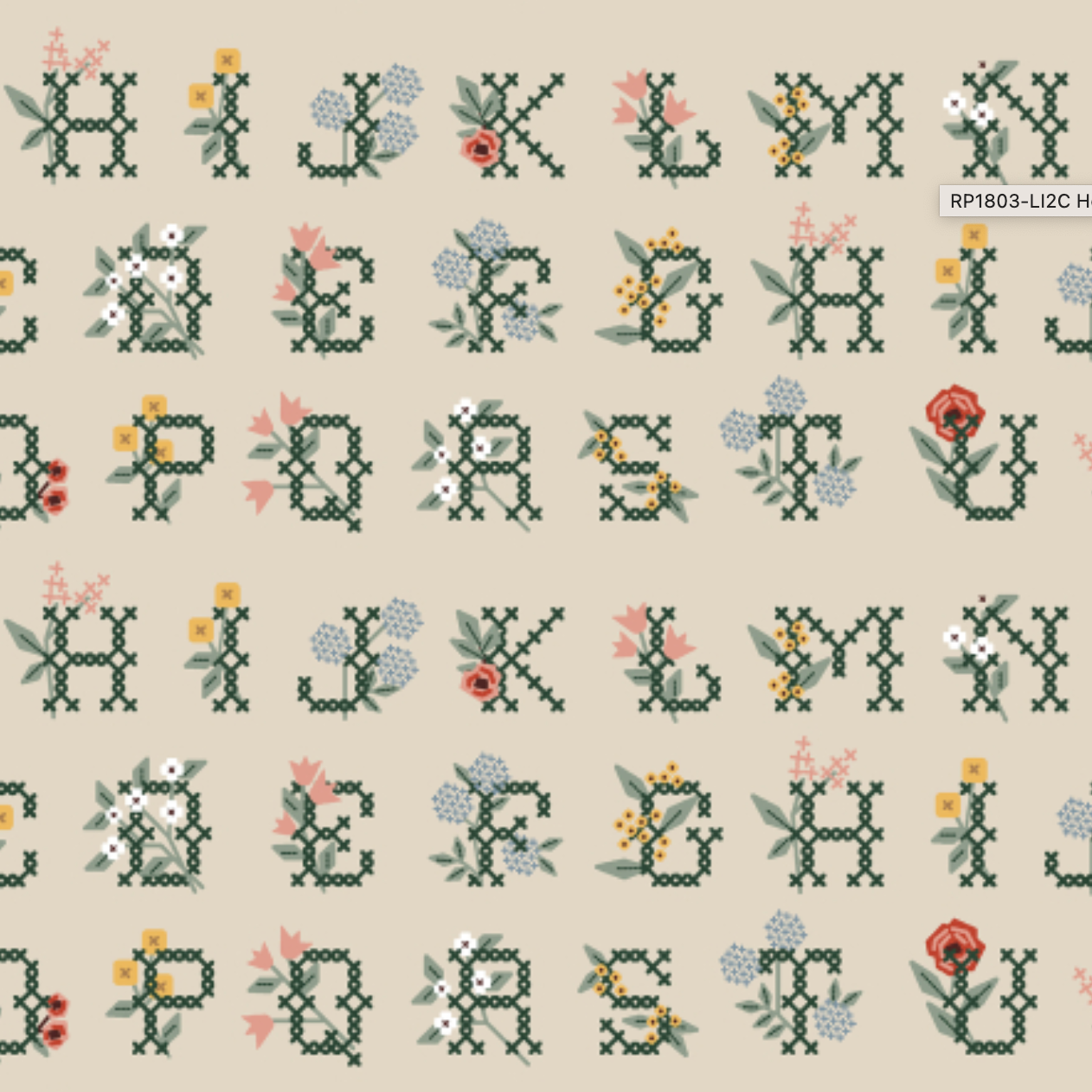 Rifle Paper Co Home Sweet Home by Rifle Paper Co. Cross Stitch Letters Linen Canvas