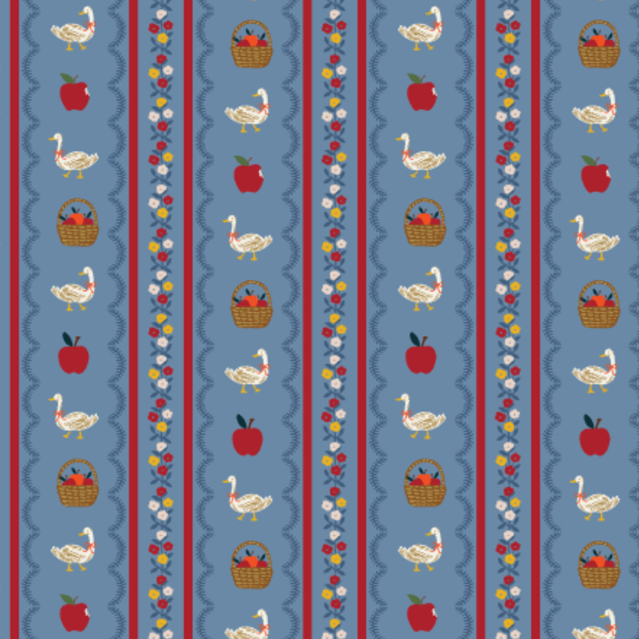 Rifle Paper Co Home Sweet Home by Rifle Paper Co. Farmhouse Stripe Blue Canvas