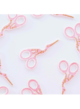 Sarah Hearts Sarah Hearts Pink Stork Scissor Iron-On Patch