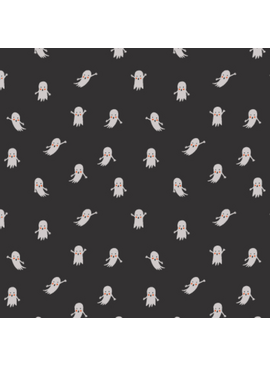 Cotton + Steel Halloween Ghosts Black