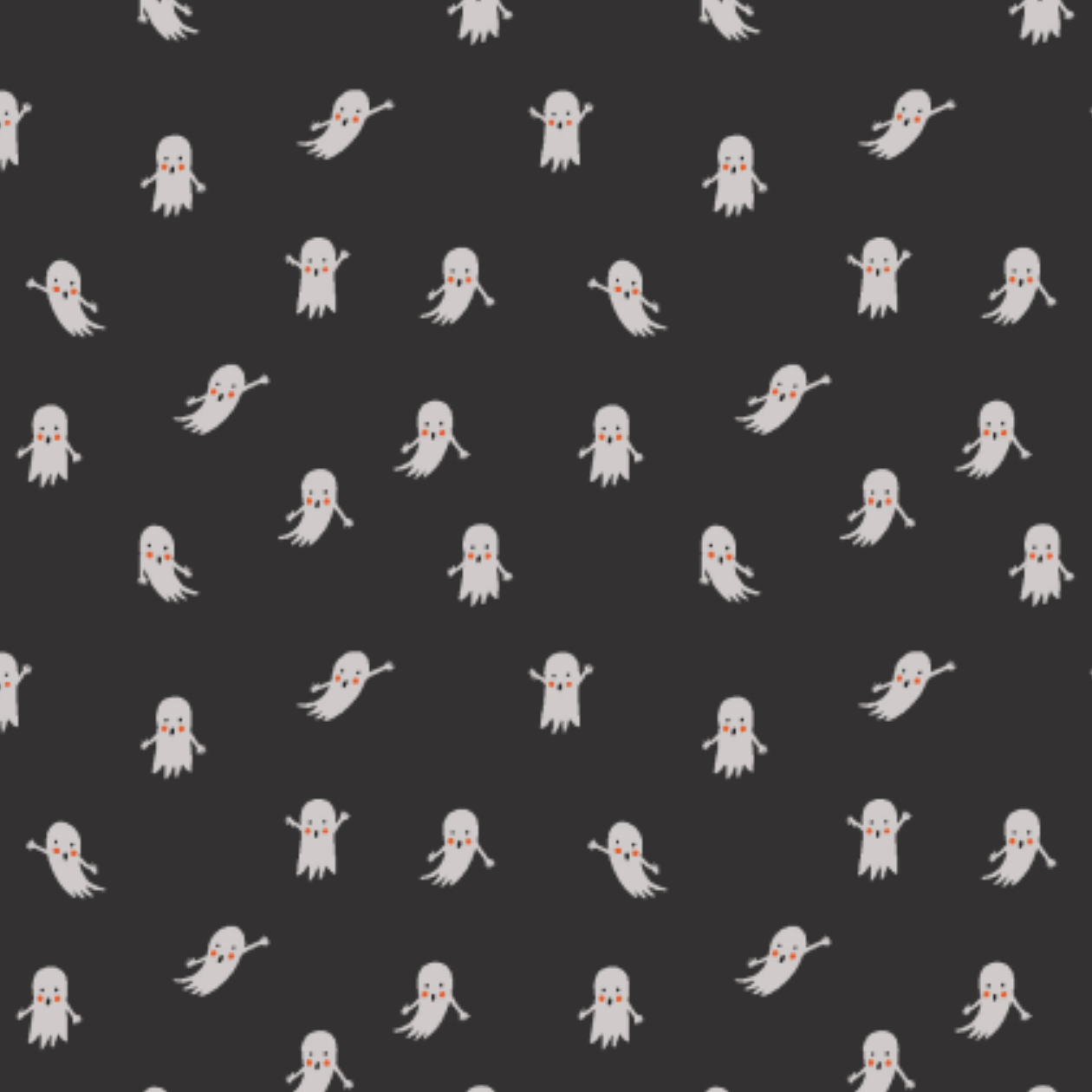 Cotton + Steel Halloween Ghosts Black