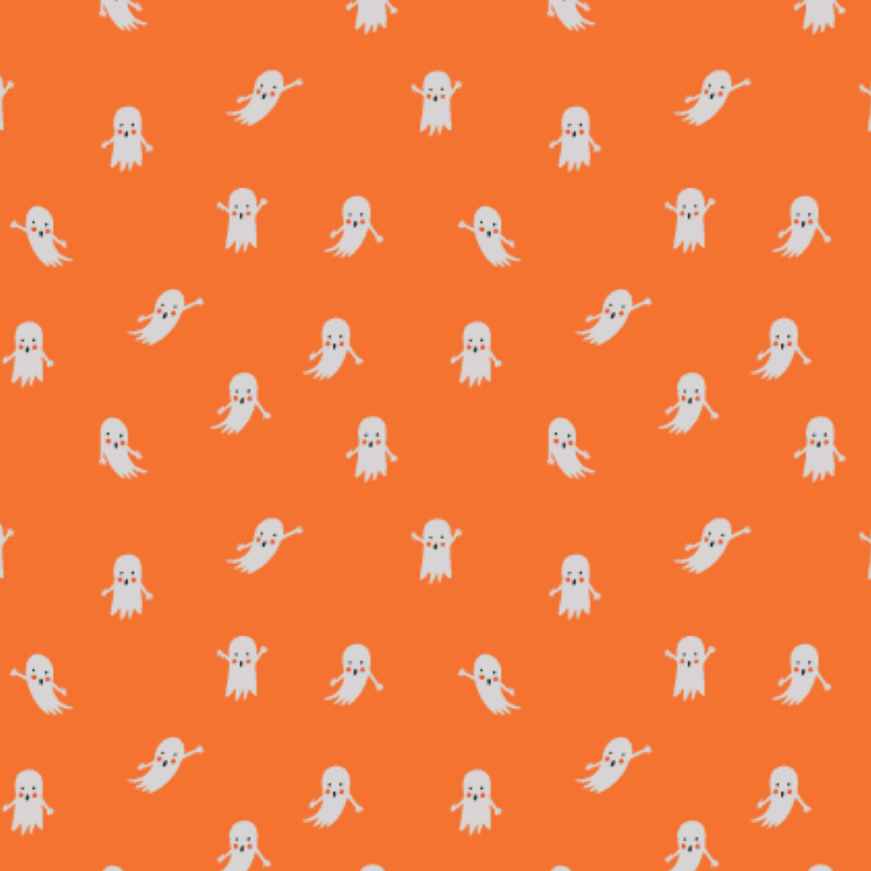 Cotton + Steel Halloween Ghosts Orange