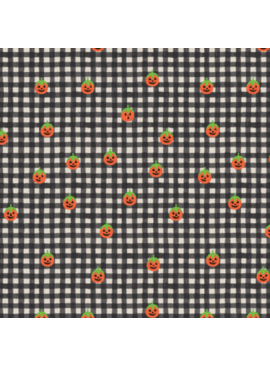 Cotton + Steel Halloween Pumpkin Gingham Black