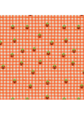 Cotton + Steel Halloween Pumpkin Gingham Orange