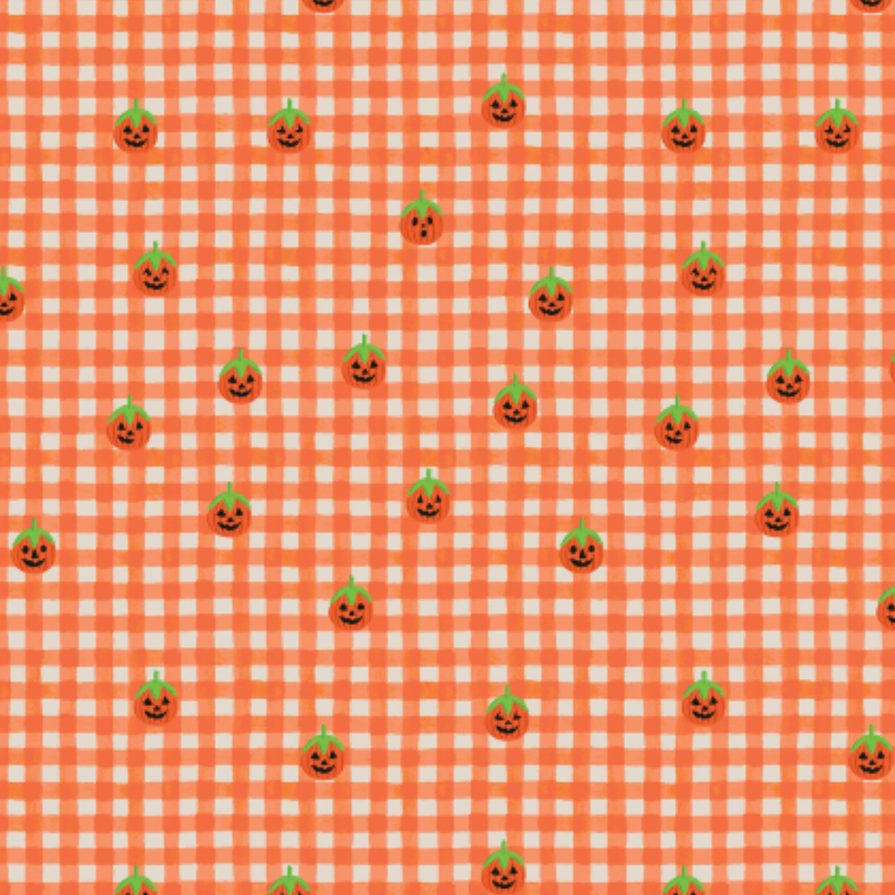 Cotton + Steel Halloween Pumpkin Gingham Orange