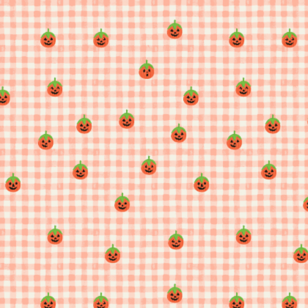 Cotton + Steel Halloween Pumpkin Gingham Blush