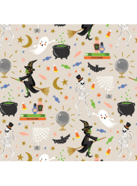 Cotton + Steel SALE Halloween Halloween Party Linen Metallic