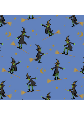 Cotton + Steel Halloween Wicked Witches Blue Metallic