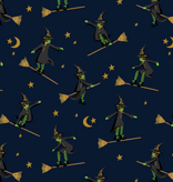 Cotton + Steel Halloween Wicked Witches Navy Metallic
