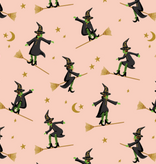 Cotton + Steel Halloween Wicked Witches Blush Metallic