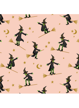 Cotton + Steel Halloween Wicked Witches Blush Metallic