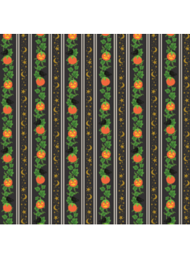 Cotton + Steel Halloween Pumpkin Patch Black Metallic
