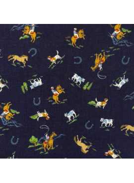 Elite Handworks Shirting Country Diary Horses Navy