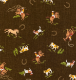 Elite Handworks Shirting Country Diary Horses Brown
