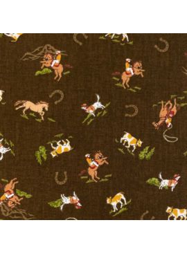 Elite Handworks Shirting Country Diary Horses Brown