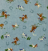 Elite Handworks Shirting Country Diary Horses Blue