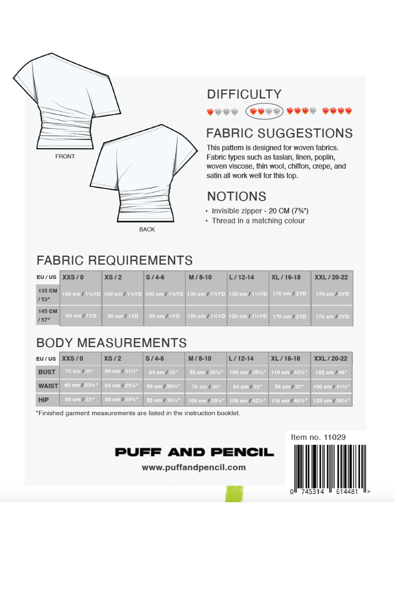 Puff and Pencil Puff and Pencil Drop Top Pattern