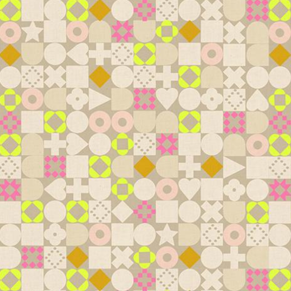 Ruby Star Society Lofi Linens by Rashida Coleman Hale for Ruby Star Blocked Geometric Shapes Khaki