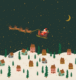 Rifle Paper Co Holiday Classics Santa's Sleigh Metallic Evergreen