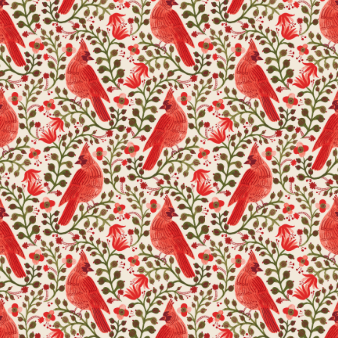 Rifle Paper Co Holiday Classics Cardinals Metallic Cream