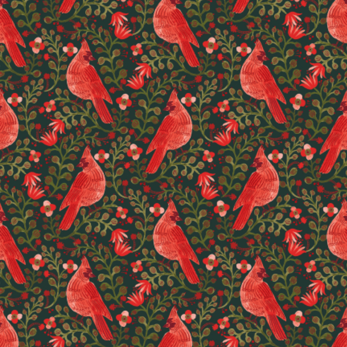 Rifle Paper Co Holiday Classics Cardinals Metallic Cream