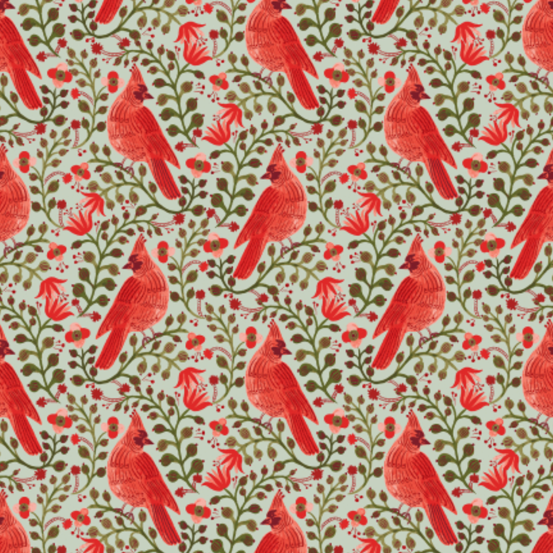 Rifle Paper Co Holiday Classics Cardinals Metallic Mint