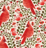 Rifle Paper Co Holiday Classics Cardinals Metallic Cream Canvas