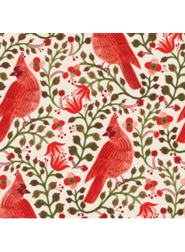 Rifle Paper Co Holiday Classics by Rifle Paper Co. Cardinals Metallic Cream Canvas
