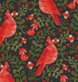 Rifle Paper Co Holiday Classics Cardinals Metallic Evergreen Canvas