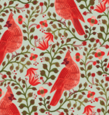 Rifle Paper Co Holiday Classics Cardinals Metallic Mint Canvas