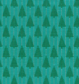 Northcott Anna Maria Parry Silver Lining Tree Farm Turquoise