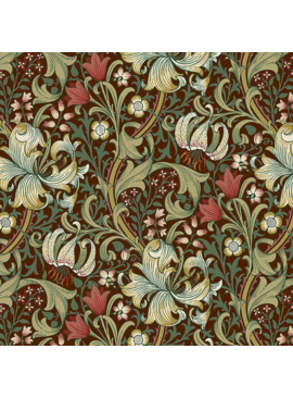 Free Spirit Fabrics Morris & Co Suffolk Holiday Golden Lily Ruby